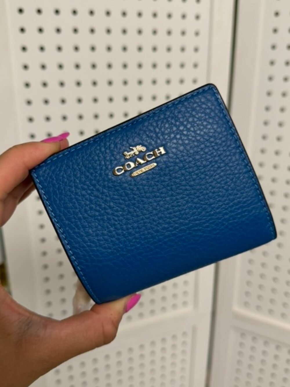 Coach Women's Small Pebbled Leather Snap Wallet Pacific Bright Mineral NWT